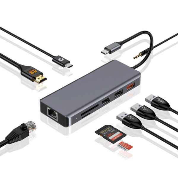 Porodo 9 in 1 4K HDMI Ethernet USB-C Hub - Image 3