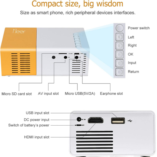 LED Projector Portable Video Projector with Built-in Speaker & Remote Control - Image 4