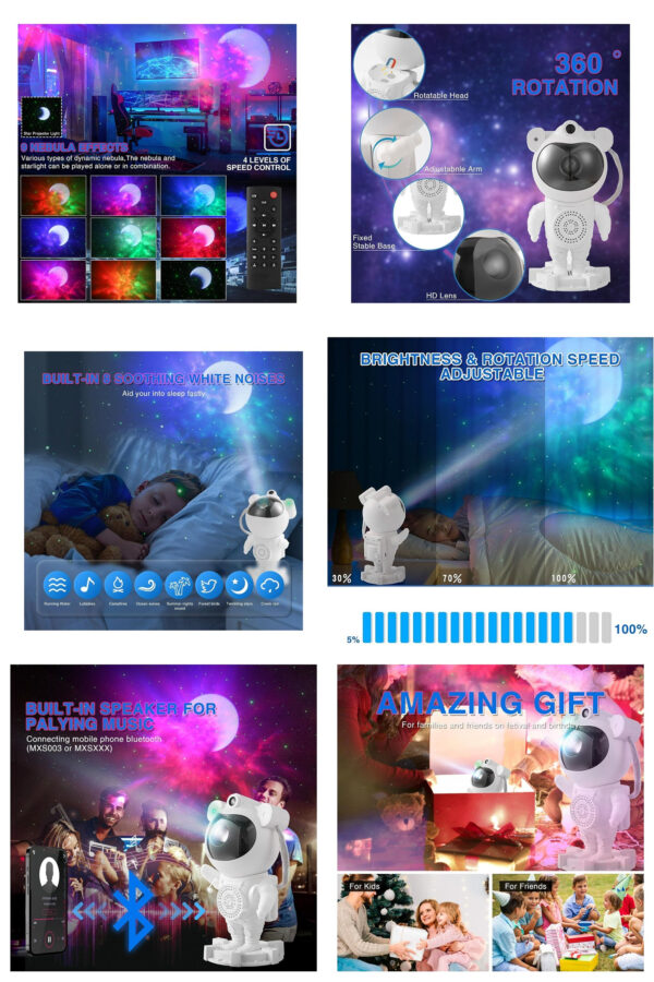 Star Projector Galaxy Light, Astronaut Night Light Projector with Remote Control - Image 5