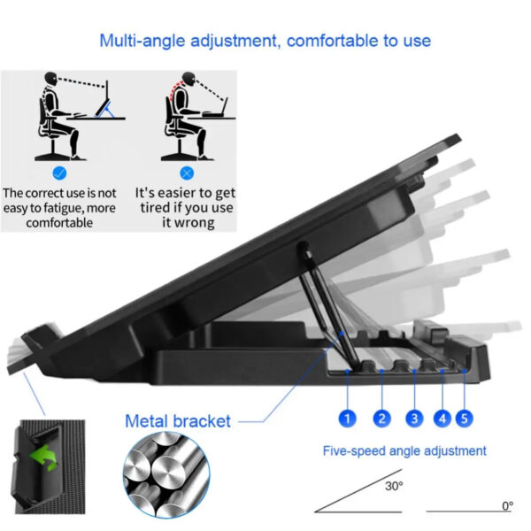 Laptop cooling pad With 2 Fans For 14 -17 Inch Laptop Computer | S69 - Image 3