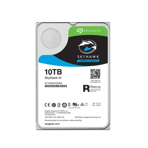 Seagate Skyhawk 10TB Surveillance Internal Hard Drive HDD – 3.5 Inch SATA 6GB/s 256MB Cache for DVR NVR Security Camera System with Drive Health Management